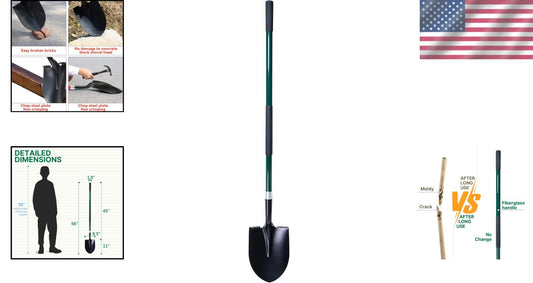 Ergonomic Fiberglass Handled Shovel for Fast and Easy Digging - 56 Inches