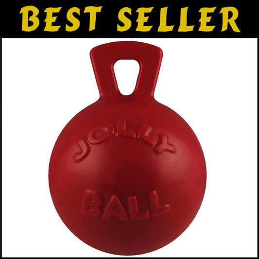 Durable Tug-N-Toss Dog Toy Ball with Handle for Large Breeds - 10" XL Red