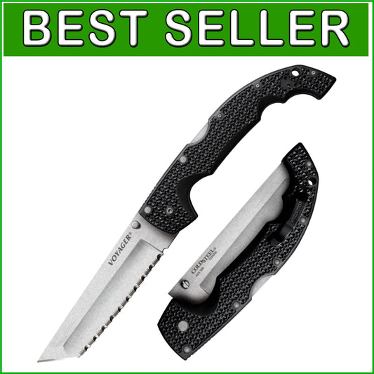 Durable XL Voyager Folding Knife with Serrated Tanto Blade for Everyday Carry