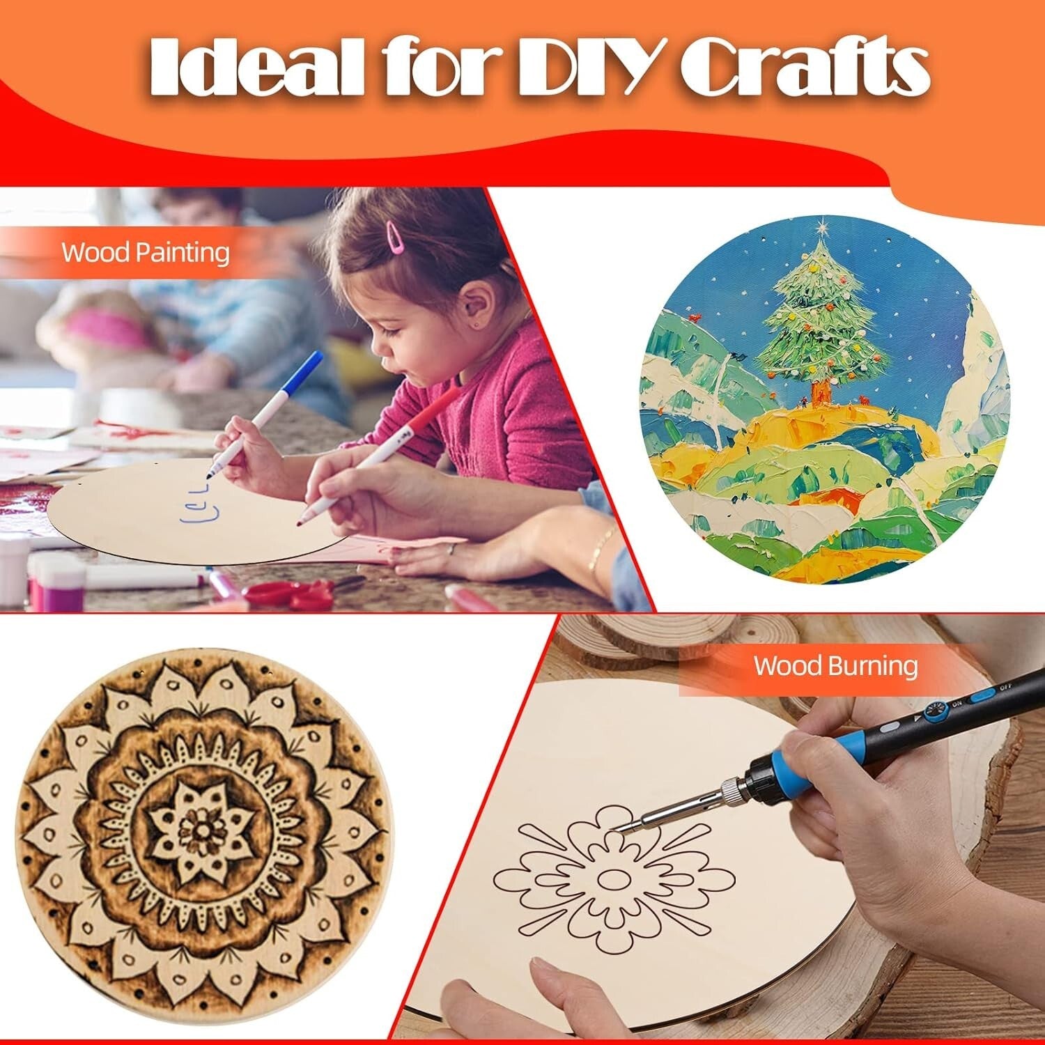 12 Pcs 18-Inch Unfinished Wood Circles for DIY Crafts & Holiday Decor