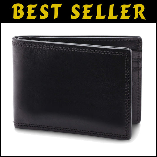 Stylish Men's Black Bifold Wallet - Hand-Stained Dolce Leather Design