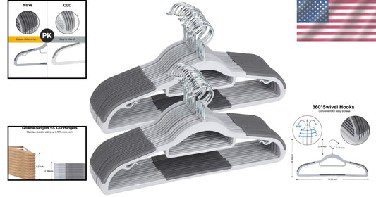 50 Non-Slip Heavy Duty Clothes Hangers - Perfect for Ties, Blouses & More