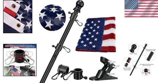 Durable Outdoor Flag Kit - 4x6 Embroidered Flag with 6ft Rust-Resistant Pole