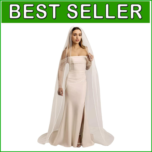 Lightweight Beaded Edge Bridal Veil - 1 Tier Fingertip Style for Elegant Brides