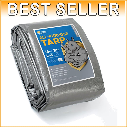 16x20 Heavy Duty Waterproof Tarp - Silver/Black Polyethylene Multi-Purpose Cover