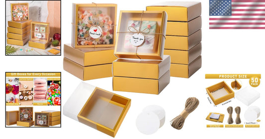 50 Elegant Kraft Gift Boxes with Window - Perfect for Soap and Jewelry Gifts