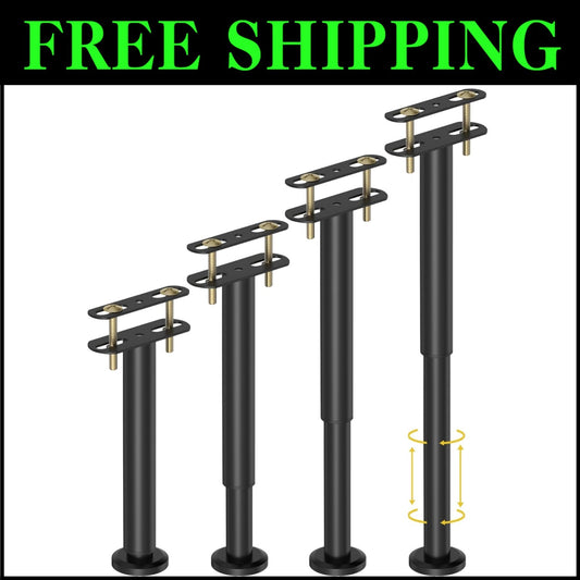 10-17 Inch Adjustable Center Support Bed Legs - Heavy Duty Stability Set of 4