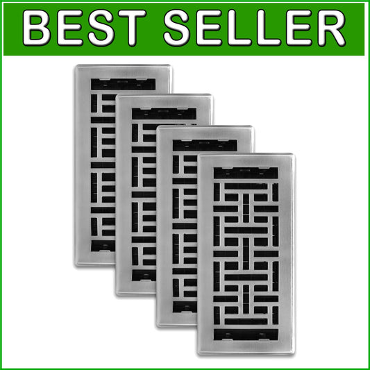 Elegant 4-Pack of 4x10 Vent Covers in Brushed Nickel Finish for Home Decor