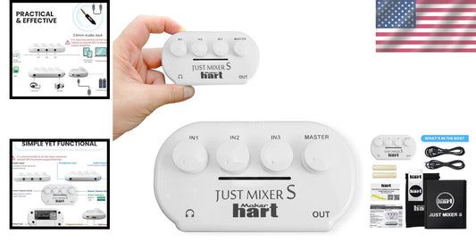 JUST Mixer S Portable 3-Channel Mini Audio Mixer - Battery & USB Powered