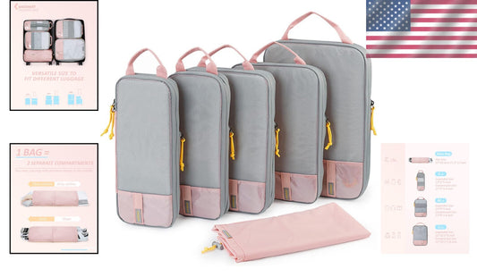 Effortless Packing with 6 Set Compression Cubes - Space-Saving Travel Must-Haves