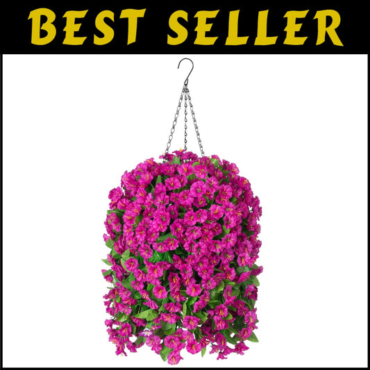 Colorful Faux Silk Hanging Flower Basket - Perfect for Year-Round Outdoor Charm