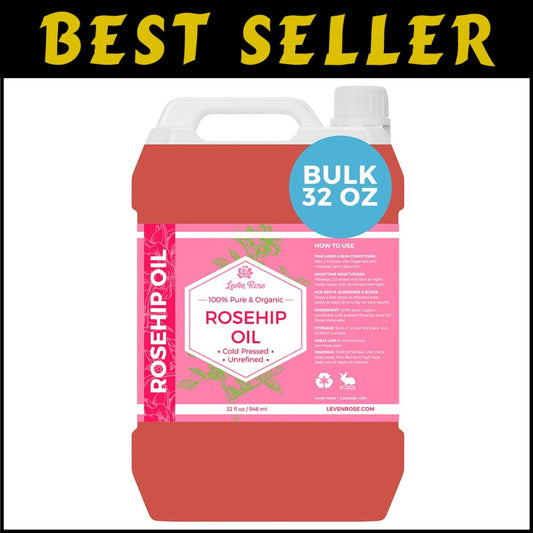 32oz Anti-Aging Rosehip Seed Oil - Nourishing Moisturizer for Skin & Hair