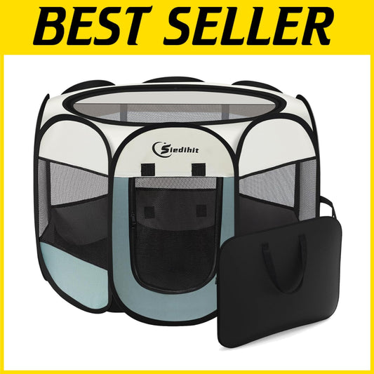 Foldable Pop Up Pet Playpen, Indoor/Outdoor Use - Ideal for Dogs & Small Animals