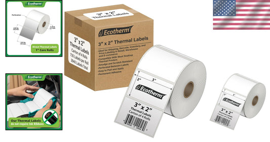 Versatile 3" x 2" Thermal Labels - 4 Rolls, Ideal for Zebra & Print Applications
