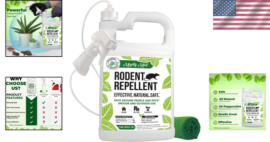 1 Gallon Natural Peppermint Oil Spray - Effective Rodent Repellent with Cloth