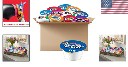 Ready-to-Eat Breakfast Cereal Cups - Family Variety of 6 Popular Cereals