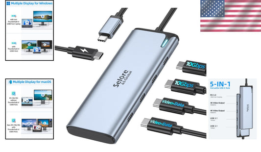 Essential 5-Port USB C Hub Adapter with Dual 4K Output & Fast Connectivity