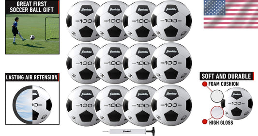 All-Weather Soccer Balls in Sizes 3, 4 & 5 - Soft PVC Construction, Pack of 12