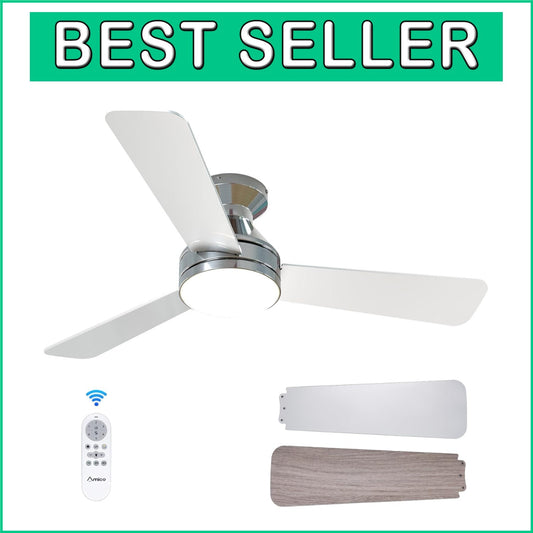Dimmable 42" Nickel Ceiling Fan with Remote for Elegant Indoor/Outdoor Spaces