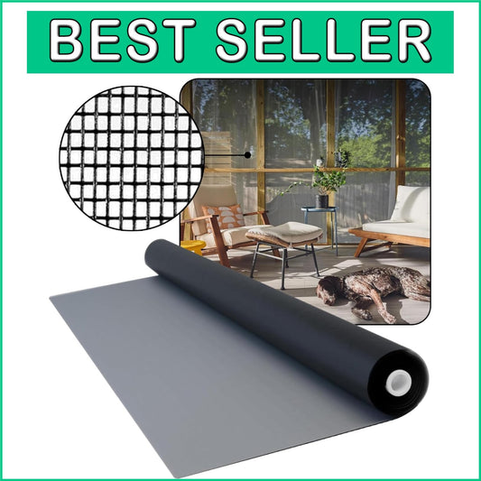 Heavy-Duty Pet Screen Mesh 48” x 100 ft for Window & Door Protection - Charcoal