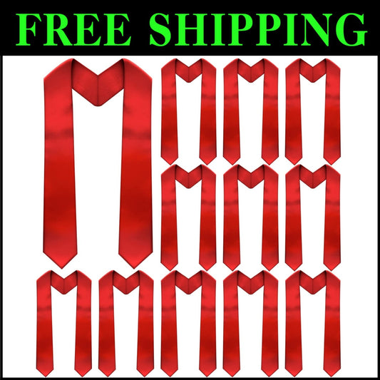 12-Piece Satin Graduation Sashes - Unisex 70-Inch Blank Stoles for Customization