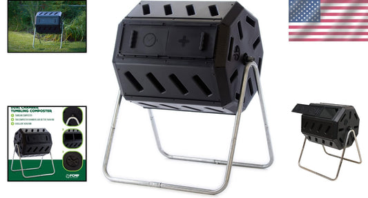 Stylish Black Outdoor Tumbling Composter - 37 Gallon Dual Chamber Design