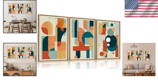 Colorful Geometric Wall Art Set - 3 Piece Abstract Canvas for Elegant Spaces