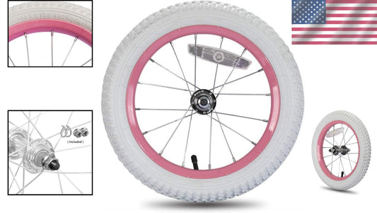 14 Inch Kids Bike Replacement Wheel with Solid Rubber Tire in Pink & Black