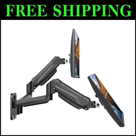 Easy-Install Wall Mount for Dual Monitors - Height Adjustable and Tilt Features