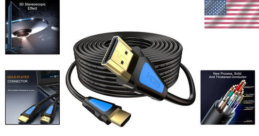 Durable 100 ft HDMI Cable with No Signal Amplifier Needed - Big OD 9.0mm
