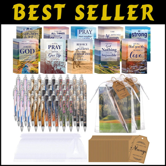 50 Bible Verse Notebooks with Bamboo Pens & Organza Bags for Inspiration