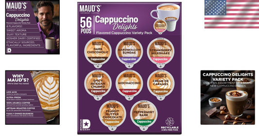 Delicious Cappuccino Coffee Pods Variety, 56 Pods – Rich Flavors & Easy Brewing