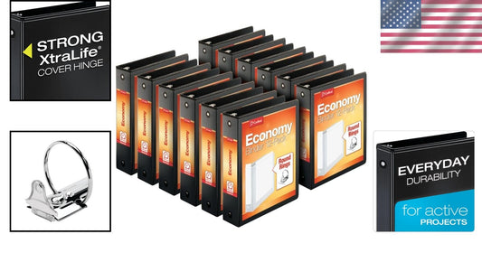 Economy 3-Ring Binders, 2 Inch, Round Rings, Customizable & Non-Stick, 12 Pack