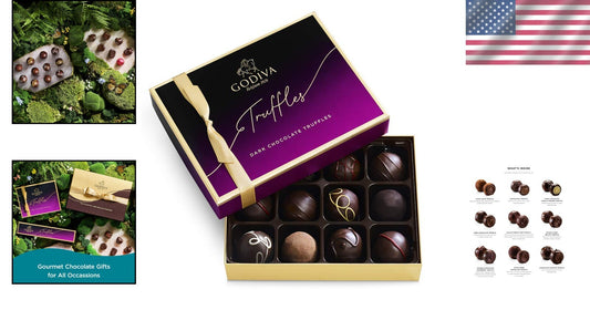 Exquisite Belgian Dark Chocolate Truffles Gift Box - 12 Assorted Delights