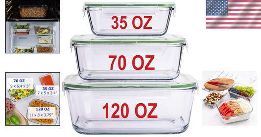 Airtight Borosilicate Glass Containers with Locking Lids - Oven & Microwave Safe