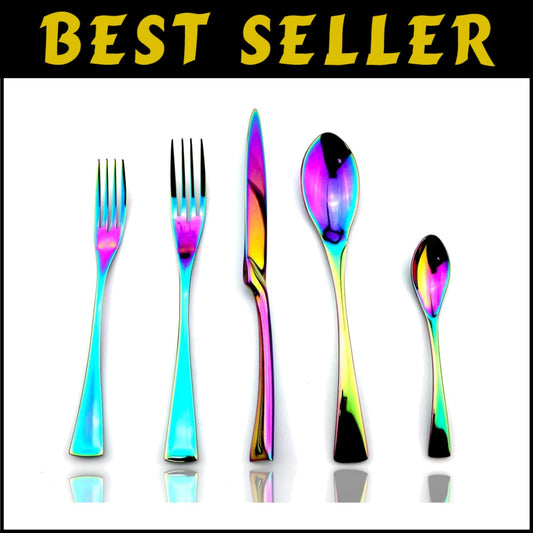 20-Piece Luxury Iridescent Flatware Set - Elegant Stainless Steel Silverware