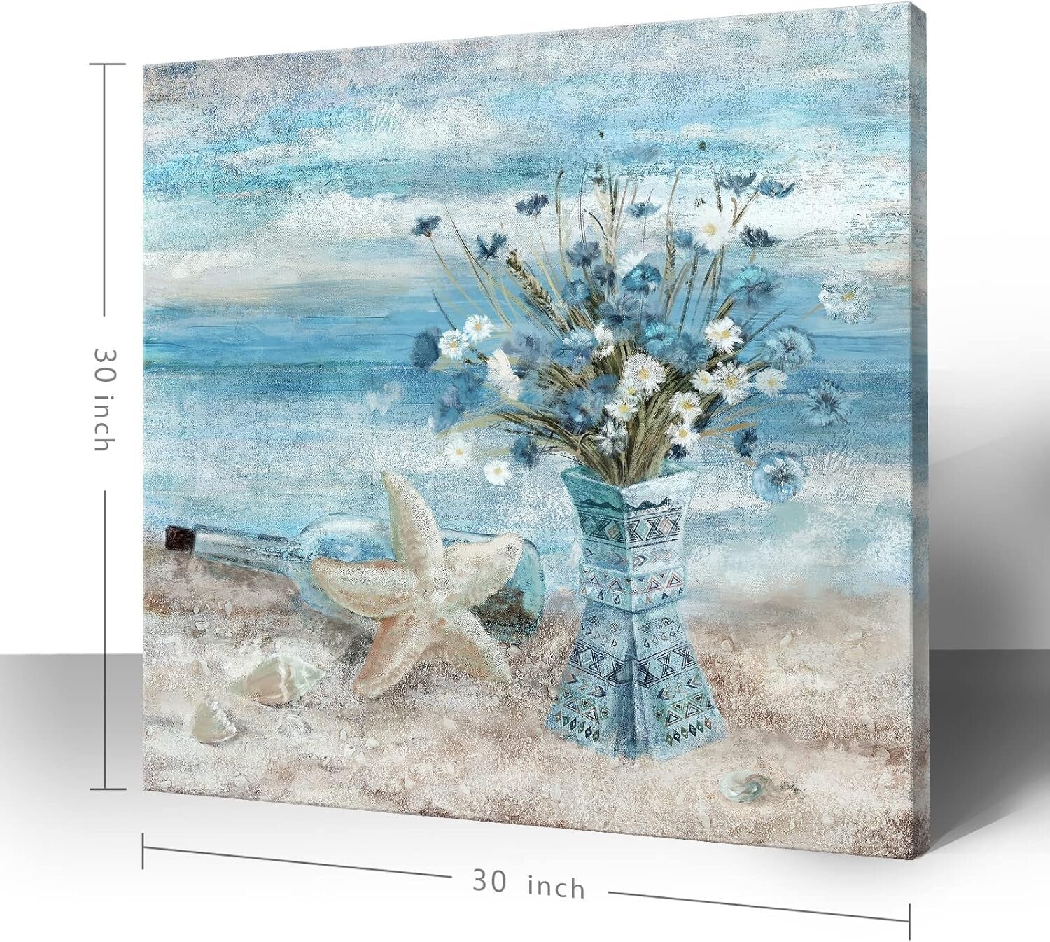 Eye-Catching 30x30 Seascape Canvas - Framed Beach Artwork for Home