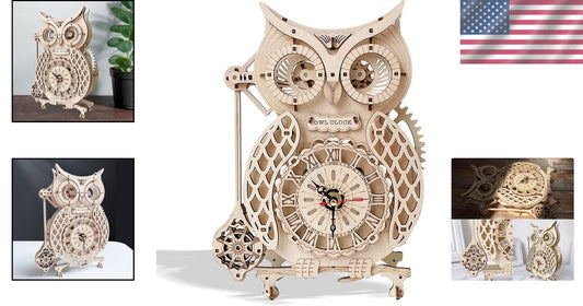 3D Wooden Animal Puzzle Kit - Create a Functional Desk Clock & Art Piece