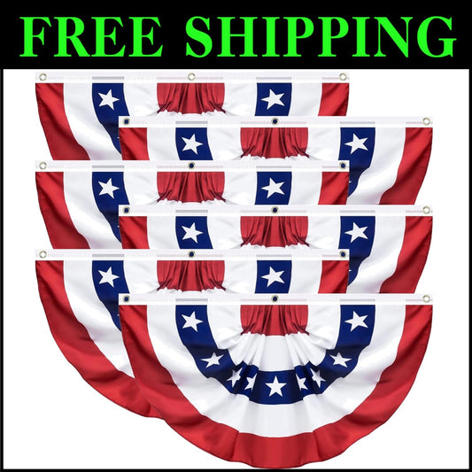 Vivid Fan Flag Decoration - 3x6 Feet Bunting for Memorial Day and 4th of July