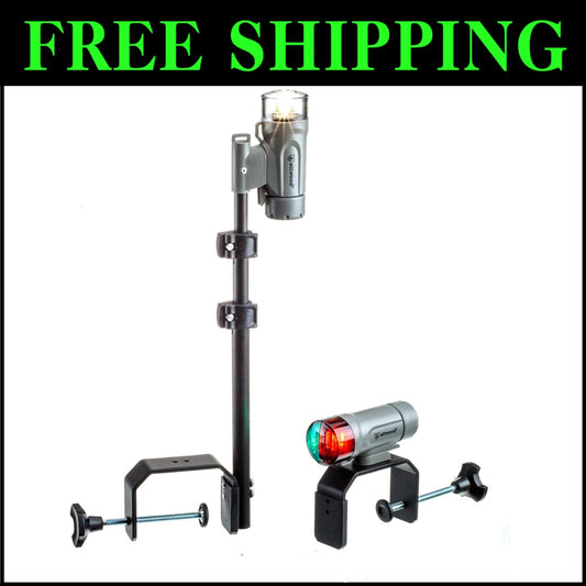 Shockproof LED Navigation Light with Telescoping Pole for Watercraft Safety