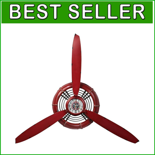 Handcrafted 26.4-Inch Vintage Airplane Propeller Wall Clock for Home Elegance
