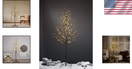 Warm White LED Star Tree 6FT - Indoor/Outdoor Holiday Decoration for All Seasons
