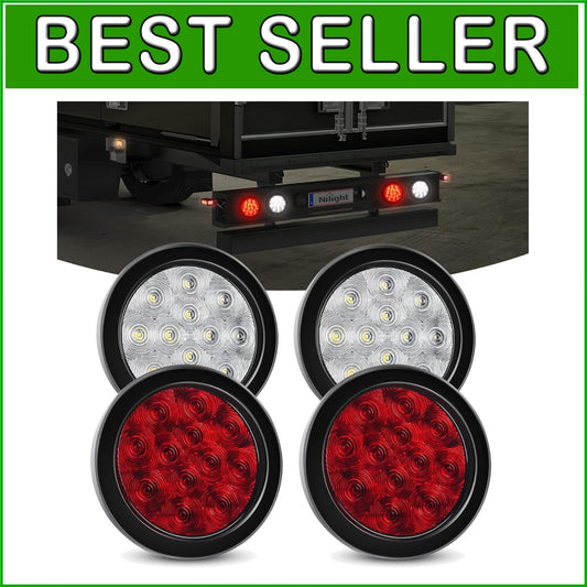 Bright 12-LED 4" Round Truck Tail Lights - Easy Installation & Weather Resistant