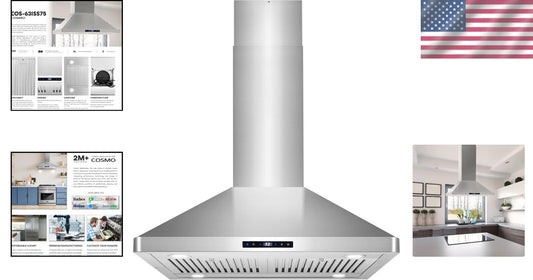 380 CFM Island Mount Range Hood with Touch Controls & Dishwasher-Safe Filters