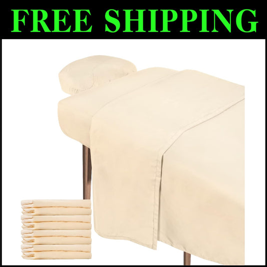 4 Set Soft Massage Table Sheets: Durable Flat, Fitted & Face Cradle Covers