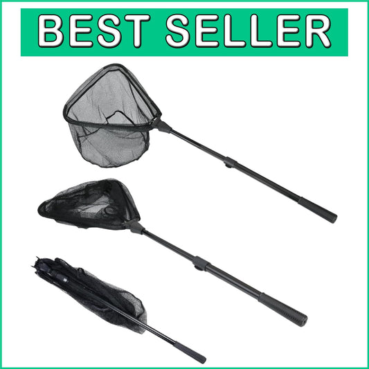 Folding Fishing Net with Triangular Hoop - Perfect for Freshwater & Saltwater