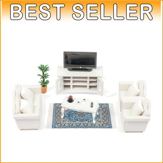 Elegant 1:12 Scale Dollhouse Furniture Kit - Includes Sofa, TV & Accessories