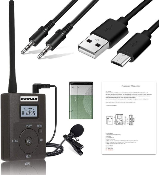 Stereo Wireless FM Transmitter - Supports AUX & TF Card, Ideal for Presentations