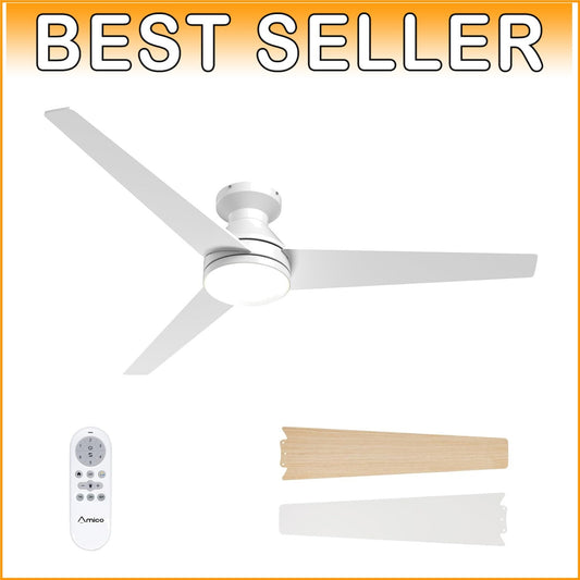 52-Inch Modern Ceiling Fan with Lights & Remote Control - Dimmable & Reversible