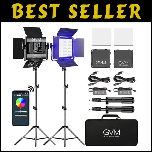 Dual Pack GVM RGB LED Video Lights - 800D Kit for YouTube & Streaming, CRI 97